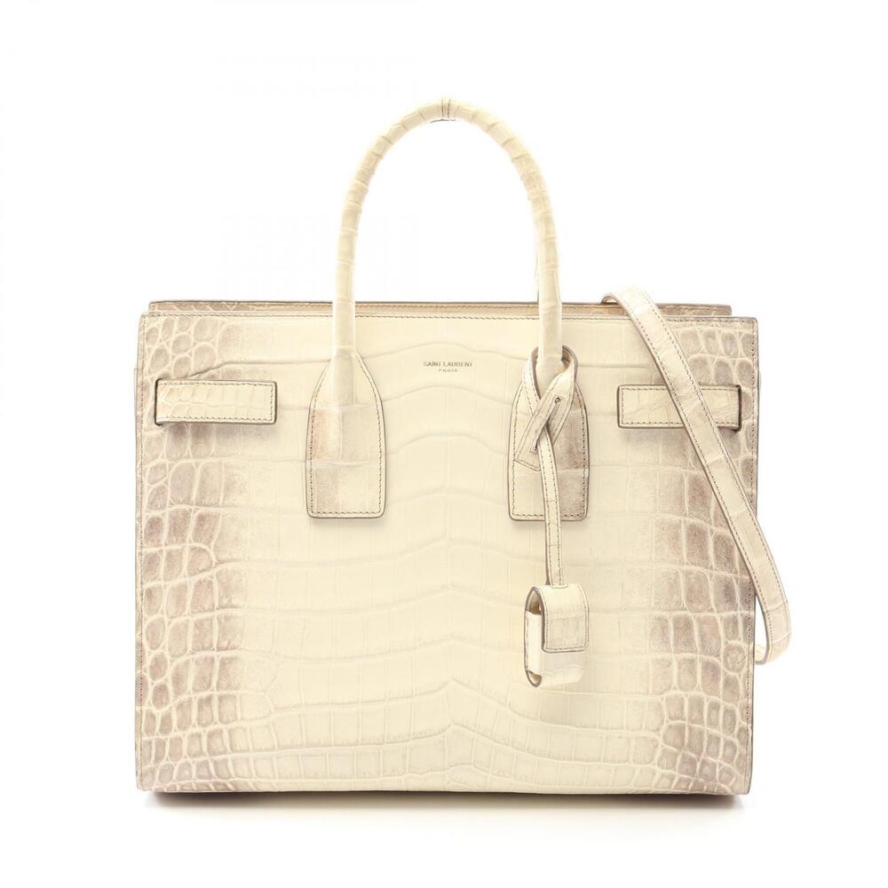 Saint Laurent Sac de Jour Handbag Leather Ivory White